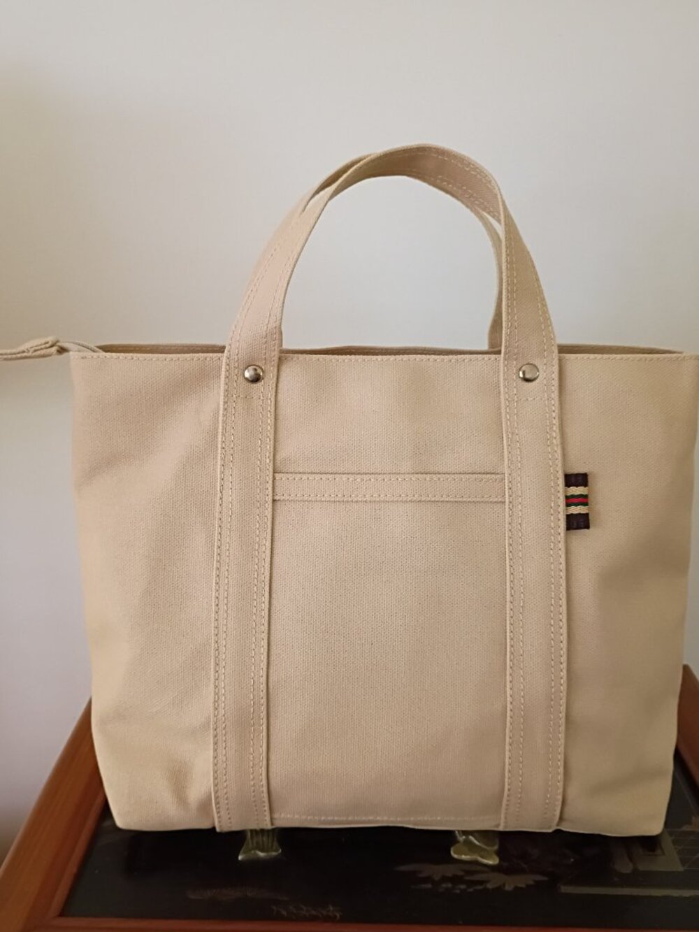 Cream Canvas Tokyo Crossbody Shoulder Tote Handbag